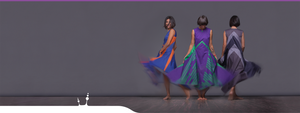 Movement and sporting style in geometric dress "Wingbeat" Three beauties in gray blue and violet.