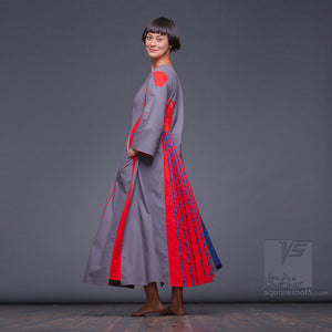 Long avant-garde asymmetrical dress "Revolution" with eccentric design.