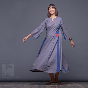 Long avant-garde dress "Revolution", model "Blue" Designer dresses for creative women by Squareroot5 wear 