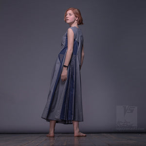  Achromatic ascetic dress. Geometrical  bright design dress for creative women.