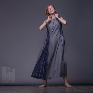 Long avant-garde dress "Revolution", model "SAE" Achromatic Designer dresses for creative women by Squareroot5 wear 