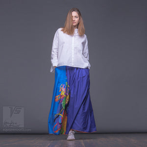 Uncommon long Cerulean blue semi pleated skirt. Squareroot5 wear