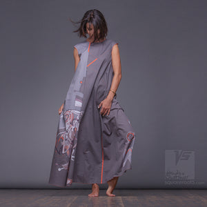 Non traditional maxi grey dress. Japanese stile.