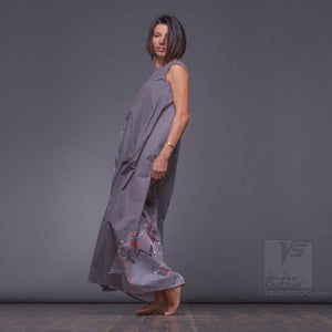 Asymmetrical long maxi summer grey dress. Unique birthday gifts for her.