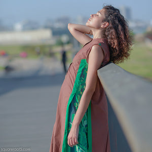 New aesthetic dance dress "Cosmic Tetris" Brown and green. unusual  gifts for her.