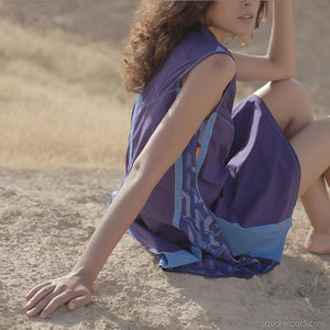 Unusual violet dancer dress with short sleeves by Squareroot5 wear