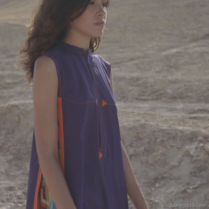 Short avant-garde dress "Cosmic Tetris" with eccentric design.