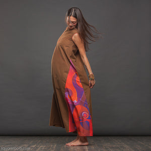 LONG OCHRE COTTON DRESS  "ATLANTIS"  model "FIRE" by Squareroot5