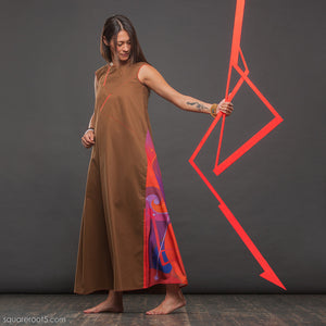 Unusual wrap around avant garde "Fire" dress. Suitable for expecting mothers