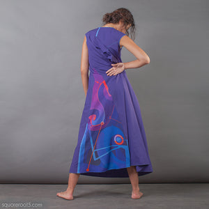 Unusual wrap around avant garde Indigo dress. Suitable for expecting mothers