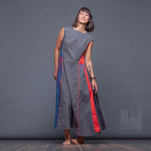 Short sleeve asymmetrical innovation dress by Squareroot5 unusual and bright women clothes.