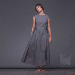  Achromatic ascetic dress. Geometrical  bright design dress for creative women.