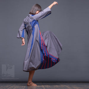 Futuristic and non-traditional long semi pleated dress "Revolution" for her. It's a combination of simplicity and courage, achromaticity and color.