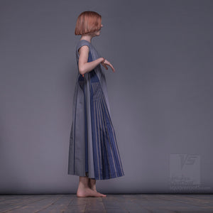  Achromatic ascetic dress. Geometrical  bright design dress for creative women. Gray