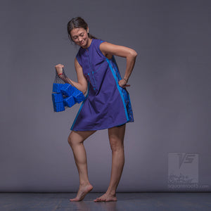 Avant garde and unique short dress "Cosmic Tetris" by Squareroot5 wear.