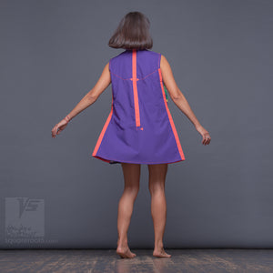 Violet short dress with Asymmetrical aesthetic. Birthday gifts for her.