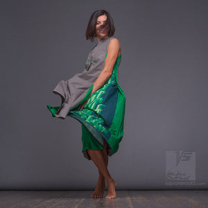 Dress "Cosmic Tetris" model "LGG" LOng Green Grey