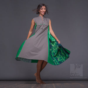 Long grey-green dress. Unique birthday gifts for her. Squareroot5 wear