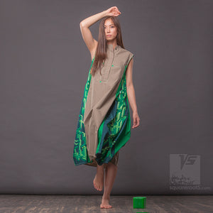 Dress "Cosmic Tetris" model "LGG" Long Gray-Green