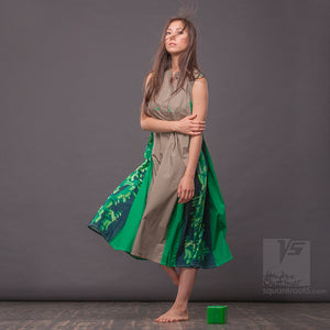 Dress "Cosmic Tetris" model "LGG" Long Gray-Green