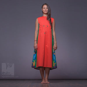 Long avant-garde dress "Cosmic Tetris" with eccentric design.