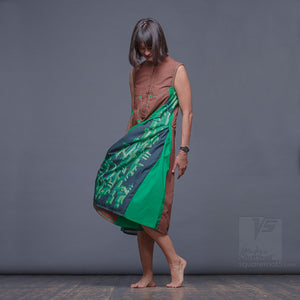 Unconventional and avant-garde Brown-green long dress.