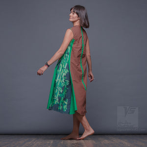 unique long dresses. Future clothing by Squareroot5 wear. Green and Brown