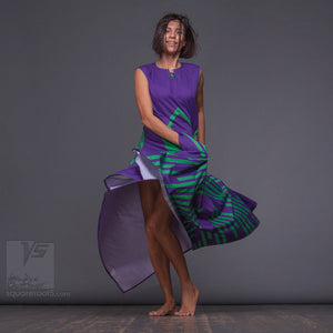 Violet long dress with Asymmetrical aesthetic. Birthday gifts for her.Organic avant-garde clothes by Squareroot5