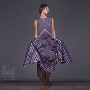 Long avant-garde experimental dress "Wingbeat" with eccentric design.