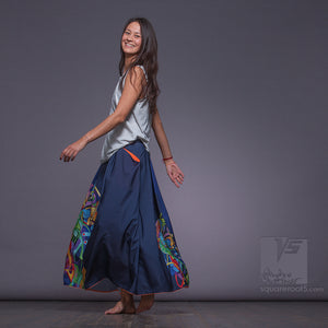 Asymmetrical long maxi summer dark blue skirt. Unique birthday gifts for her