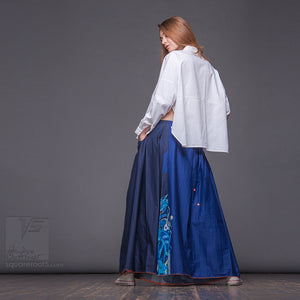 Maxi cotton skirt "Samurai girl" Experimental design. Unique gifts for her