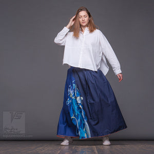 Futuristic long Summer ladies skirt. Unique birthday gifts for her.