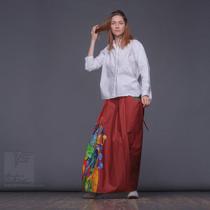 Experimental fashion. Long bright skirt. Japanese stile. 