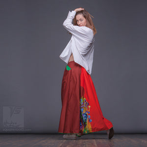 Non traditional maxi red skirt. 