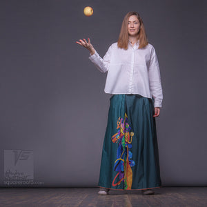 Non traditional maxi emerald skirt. Green long skirt by Squareroot5 wear