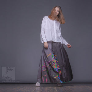 Non traditional maxi grey skirt. Japanese stile by Squareroot5