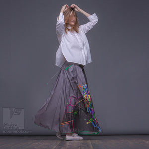 Asymmetrical long maxi summer grey skirt. Unique birthday gifts for her.