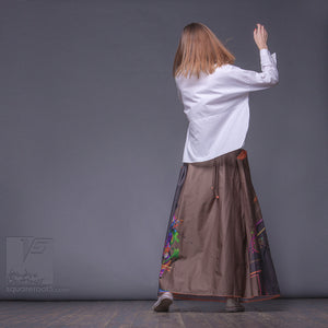 Unusual wrap around avant-garde ochre skirt. 