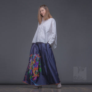 Experimental fashion. Long bright skirt. Japanese stile. 