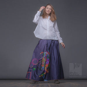 Innovation long violet skirt for creative women.