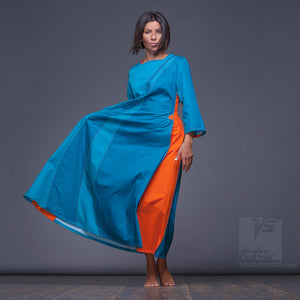 Cyan dress "Water" suitable for expecting mothers.