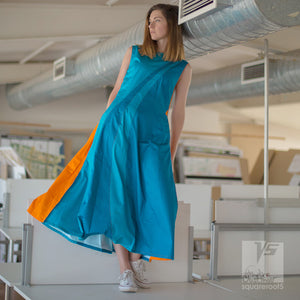 Short sleeve avant-garde Cyan geometric dresses. alternative fashion