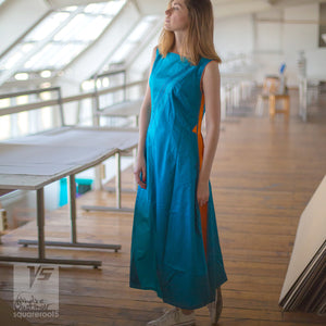 Avant garde festival cyan dress with short sleeves by Squareroot5